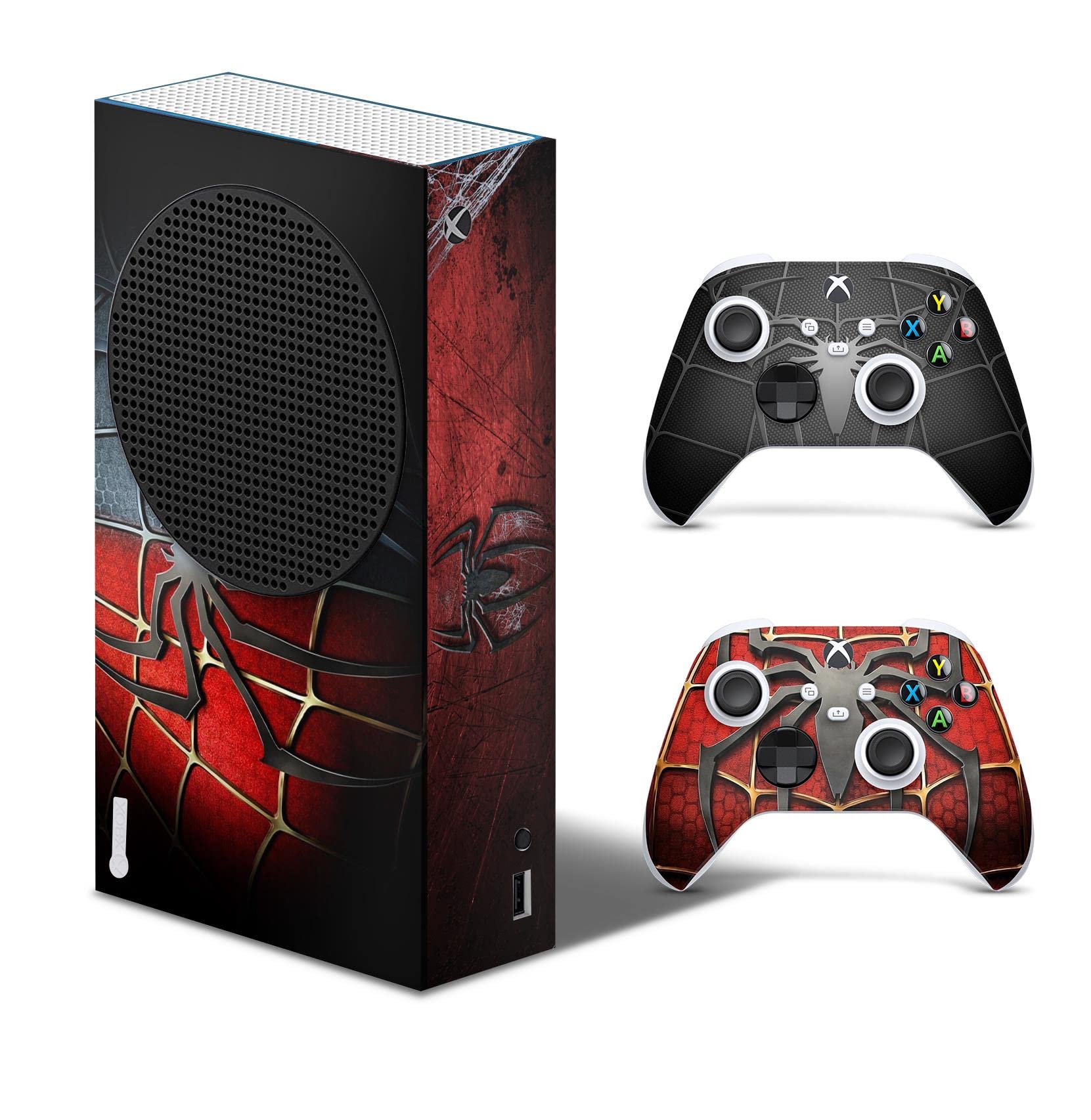 GNG Spider Skins Compatible with Xbox Series S Console Decal Vinal Sticker + 2 Controller Set