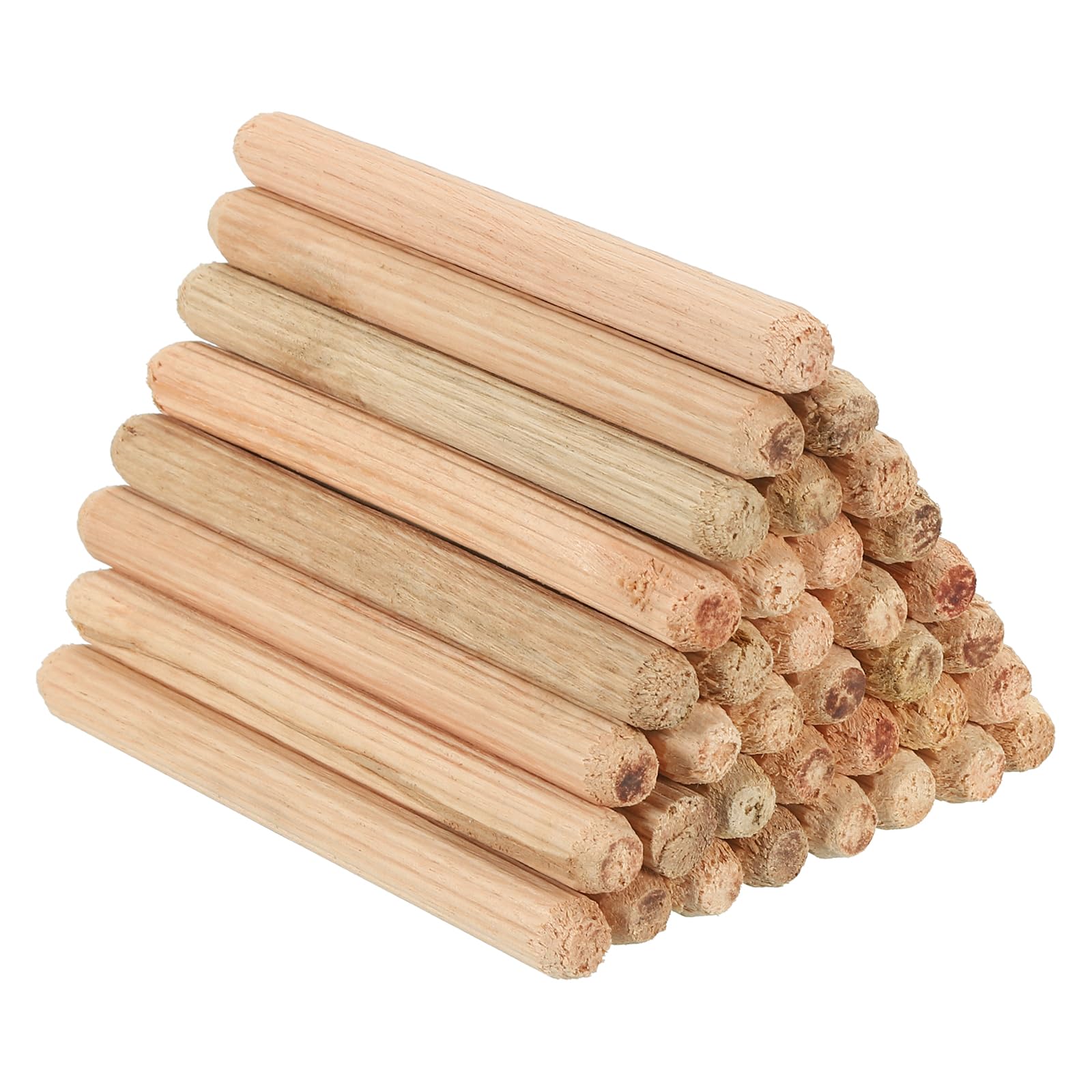 PATIKIL 5/16" x 3-5/32"(8 x 80mm) Wood Dowel Pins, 90 Pack Fluted Wooden Dowel Pin Straight Groove Rods for Furniture Door Art Crafts Projects