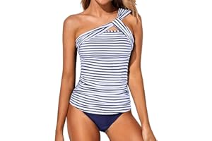 Tempt Me Two Piece Tankini Bathing Suits for Women One Shoulder Swim Top with Bottom Swimsuits
