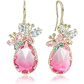 JA.S.JR Crystal Teardrop Earrings CZ Butterfly Earrings Gold Dangle Earrings Jewelry Gift for Women