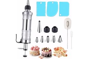 Mlijzard 14Oz Icing Dispenser Cake Decorating Piping Set with Stainless Steel Icing Nozzles, Cream Scrapers and Clean Brushes