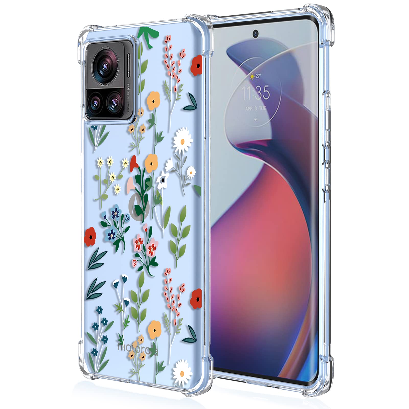 XINYEXIN Case for Motorola Edge 30 Ultra, Painting Flower Pattern Clear Case Soft TPU Silicone Case Slim Shockproof Bumper Girl Women Phone Cover - Flower Art — image 1