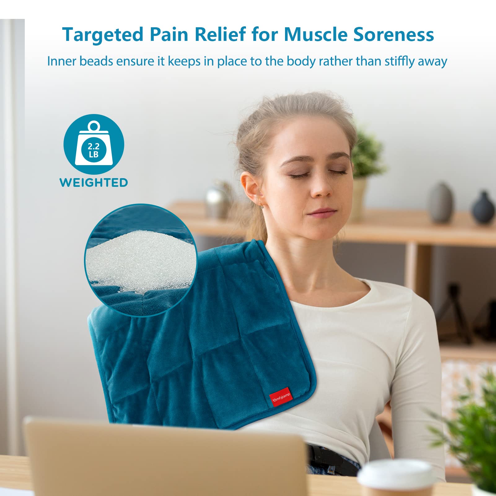 Comfytemp Weighted Heating Pad for Back & Period Cramps, FSA Eligible, Birthday Gifts for Mom Dad Women Men, 2.2lb HSA Electric Heat Pad for Neck Shoulder Pain Relief, 2H Auto-Off Heated Pad, 12x24