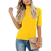 LETSRUNWILD Business Casual Tops for Women Dressy Cute Tops Mock Turtleneck Tshirts Shirts
