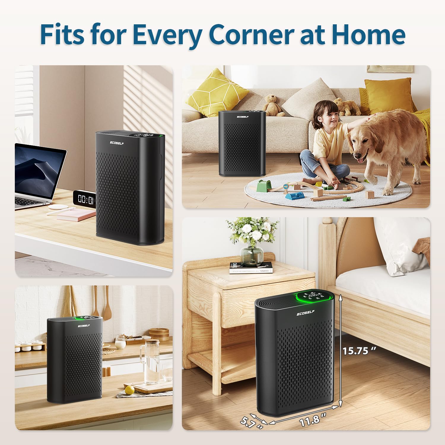 Powerful Air Purifiers for Home Large Room Up to 1400 Ft² with Air Quality Monitor 20dB Sleep Mode, Air Purifier for Bedroom Office Living Room for Pets, Dust Smoke PoIIen Dander Smell HAP602