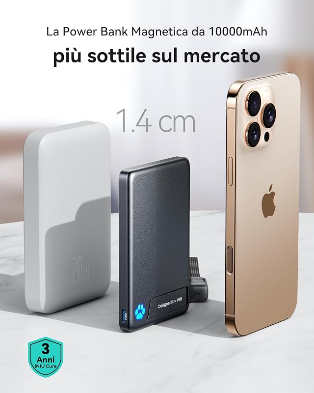 per MagSafe Qi2 15W Power Bank, Sottilissimo 10000mAh Caricatore