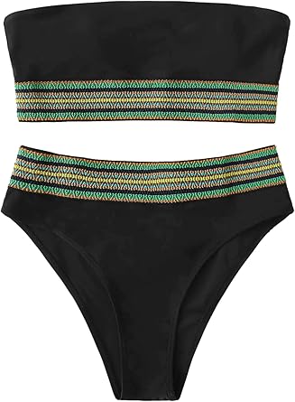 striped bandeau bikini