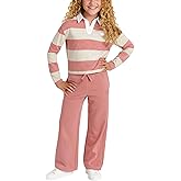 New Balance Girls Athletic Sets - 2 Piece Soft Cotton Jersey Long Sleeve Top and Fleece Flare Pants with Pockets (Size: 7-16)