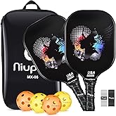 niupipo Pickleball Paddles Set of 2/4/1, USAPA Approved Graphite Carbon Fiber Pickleball Rackets, Polypropylene Honeycomb Core, Cushion 4.72In Grip, Bag/Cover, Pickle Ball Paddle Set for Men Women