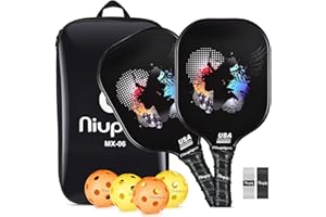 niupipo Pickleball Paddles Set of 2/4/1, USAPA Approved Graphite Carbon Fiber Pickleball Rackets, Polypropylene Honeycomb Core, Cushion 4.72In Grip, Bag/Cover, Pickle Ball Paddle Set for Men Women