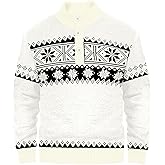 AOBUTE Mens Christmas Sweater Ugly Snowflakes Xmas Button Knitted Pullover