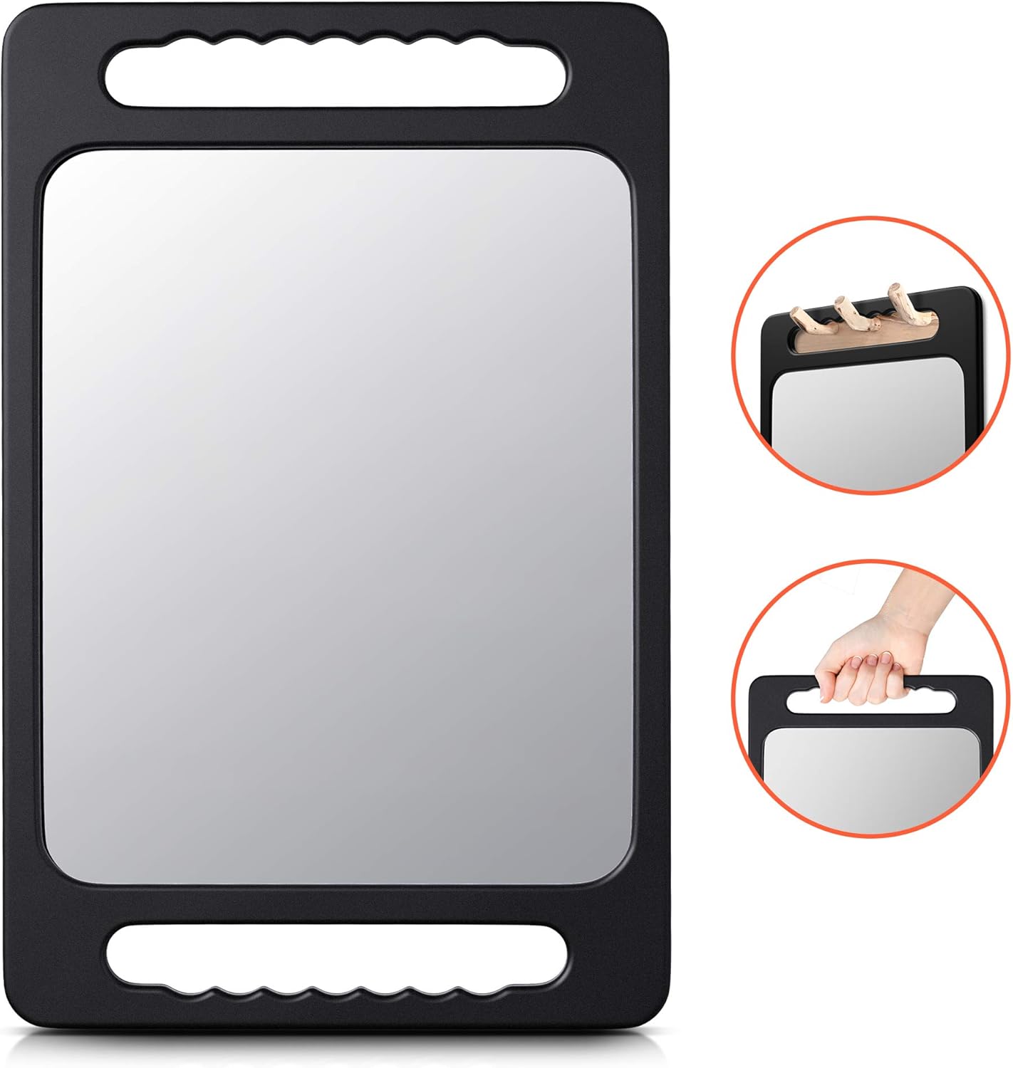 TASALON Unbreakable Hand Mirror with Double Handle - Large Handheld Barber Mirror for Hair and beauty Salon - Durable Hand Held Mirrors for barbershop - Lightweight Haircut Mirror with Double Handgrip: Furniture & Decor
