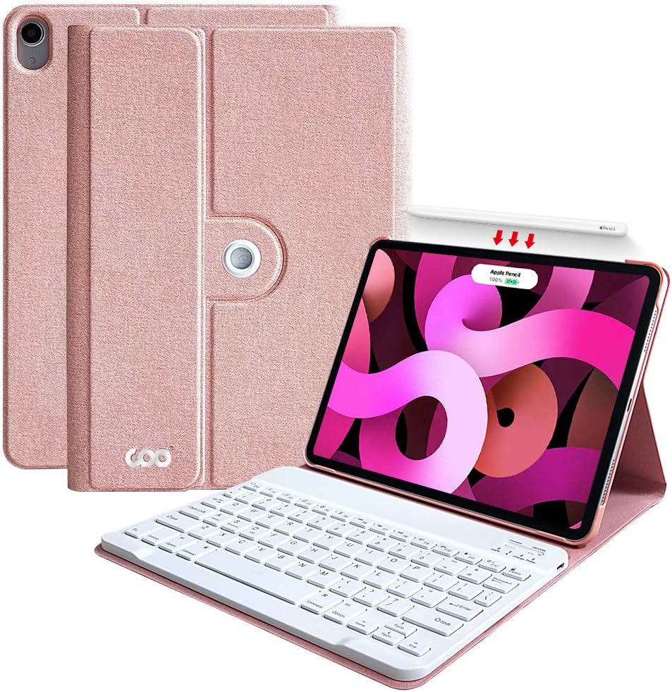 Keyboard Case for New iPad Air 10.9" 4th Generation 2020, Detachable Keyboard with Leather Folio Smart Cover for iPad Pro 11 2018, iPad Air 4 Gen