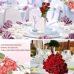 Jexine 50 Pcs Artificial Rose Flower Bulk Realistic