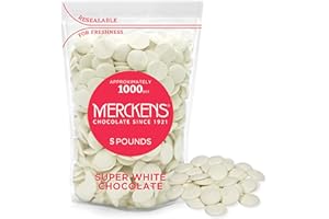 KIDU Merckens Chocolate Melting Wafers Bulk Bag Perfect For Easter, Saint Patrick's Day Celebration, for Dipping, Deserts, Baking And More (Super White, 5 Pound)
