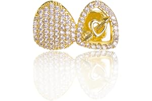 AINTTBY Grillz Rap Accessory Hip-Hop Gold Shiny Teeth 18K Gold Plated CZ Teeth Grillz Grills Teeth Braces Inlaid zircon Halloween Suitable For Men & Women