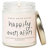 Sweet Water Decor Happily Ever After Candle - Gold Pepper, Clove Leaf, Nutmeg and Lavender Scented Candle for Home - 9oz Clear Jar with 40 Hour Burn Time, Made in USA - Wedding and Engagement Gifts