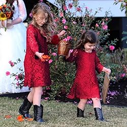 Flower Girl Dress, Lace Dress 3/4 Sleeve Dress