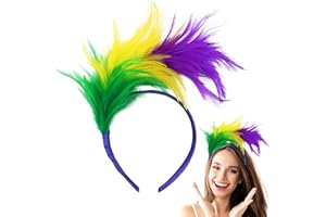 WOBENY Mardi Gras Women's Headpiece Headbands - 20s 50s Feather Hat Tea Party Cocktail Head Wear Hair Accessories for Women Girls