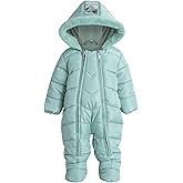 DKNY Baby Girls Snowsuit - Soft Fleece Lined Hooded Winter Pram Baby Snowsuit Outerwear for Newborns & Infants (Sizes 3-9M)