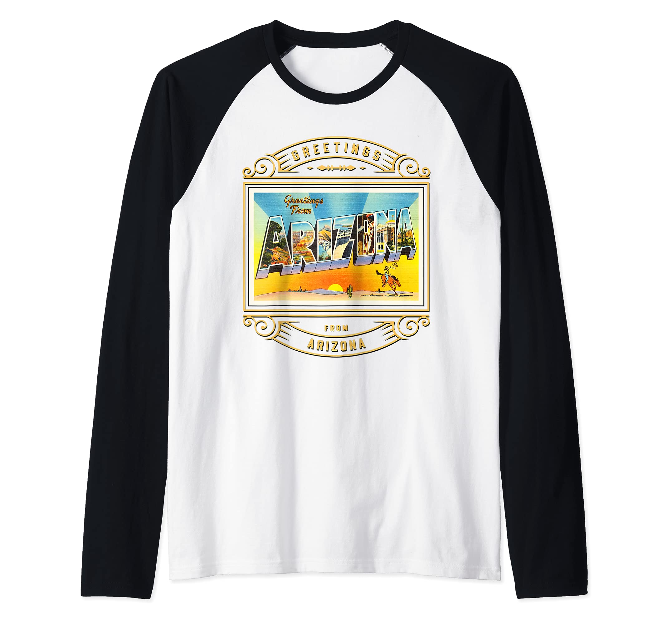 State of Arizona AZ Large Letter Travel Postcard 1 Raglan Baseball Tee