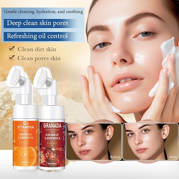 FOAMING FACE WASH WITH VITAMIN C, DEEP CLEAN AND REFRESH FOR RADIANT, HEALTHY, LOOKING SKIN, DAILY FACE WASH, SOFT BRUSH HEAD, 5.1 FL OZ