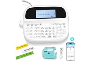 VolenGo M950 Ptouch Label Maker Machine, Rechargeable Portable Labeler Machine with Tapes 12mm White, Bluetooth Handheld Label Printer, Backlit Inkless Labeling Maker for Office School Home