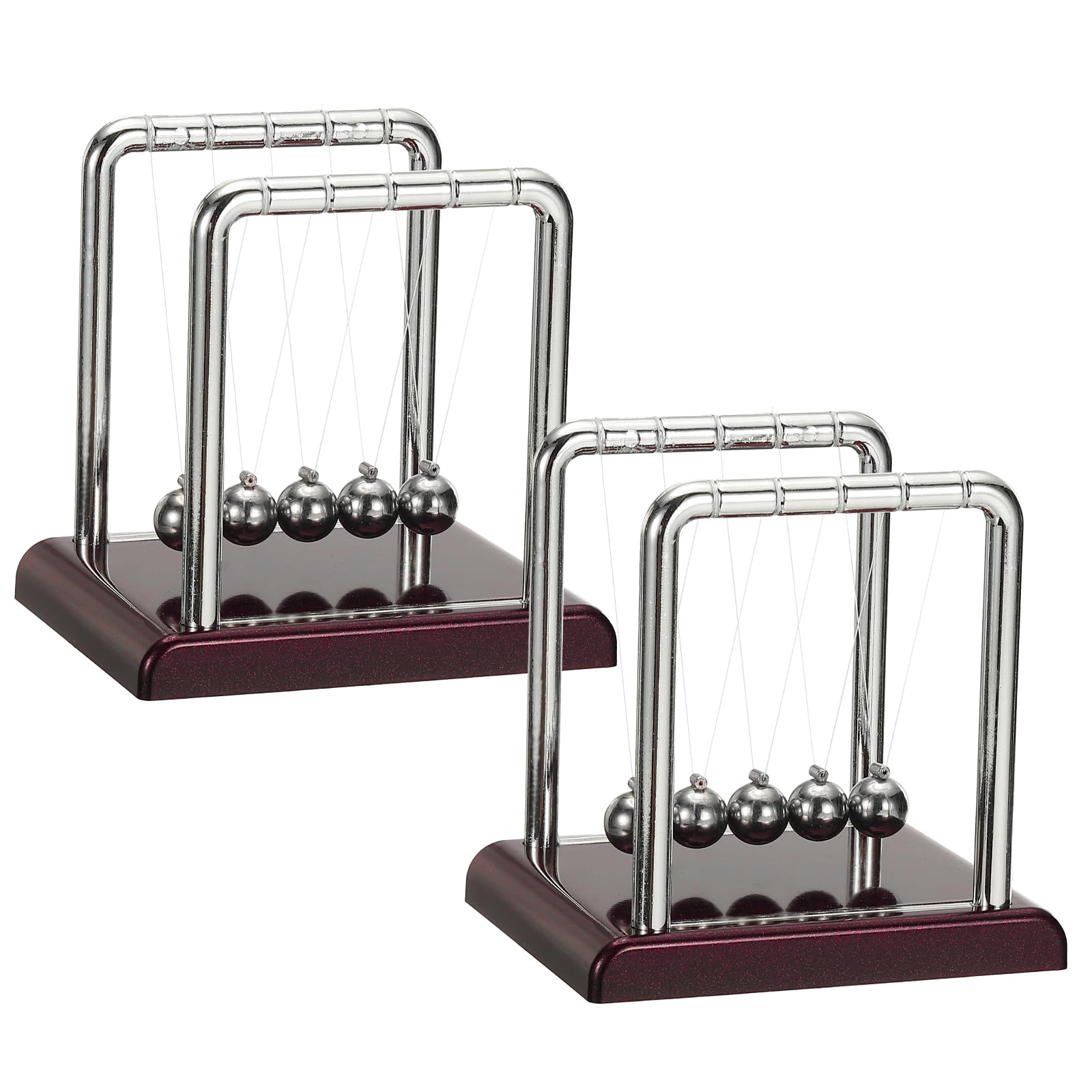 PATIKIL 2 Pack Newtons Cradle, Newton's Cradle Pendulum 5 Balance Balls Desk Toys Gravity Ball Cool Funny for Physics Toys Adults Science Men Office Desk Decor Home Gift, Red, S — image 1