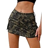 ELLEVEN High Stretchy Denim Cargo Skort for Women, High Waist, Casual Mini Y2K Jean Skirt Shorts with Pockets