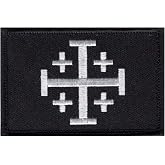 Jerusalem Cross Embroidered Hook Patch by Miltacusa (JR7)