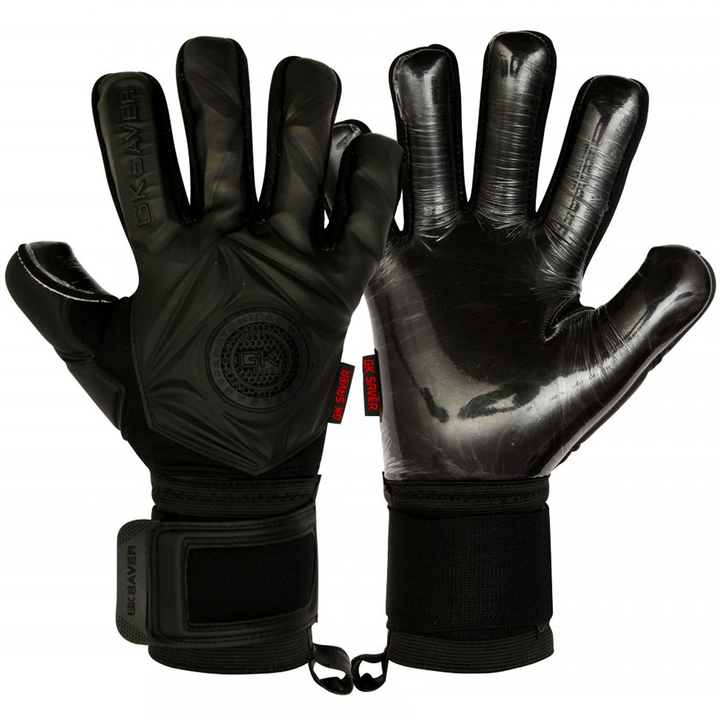 GK Saver Football Goalkeeper Gloves Professional 3D Blackout Goalie Savefingers Gloves (3D Black NF 10)