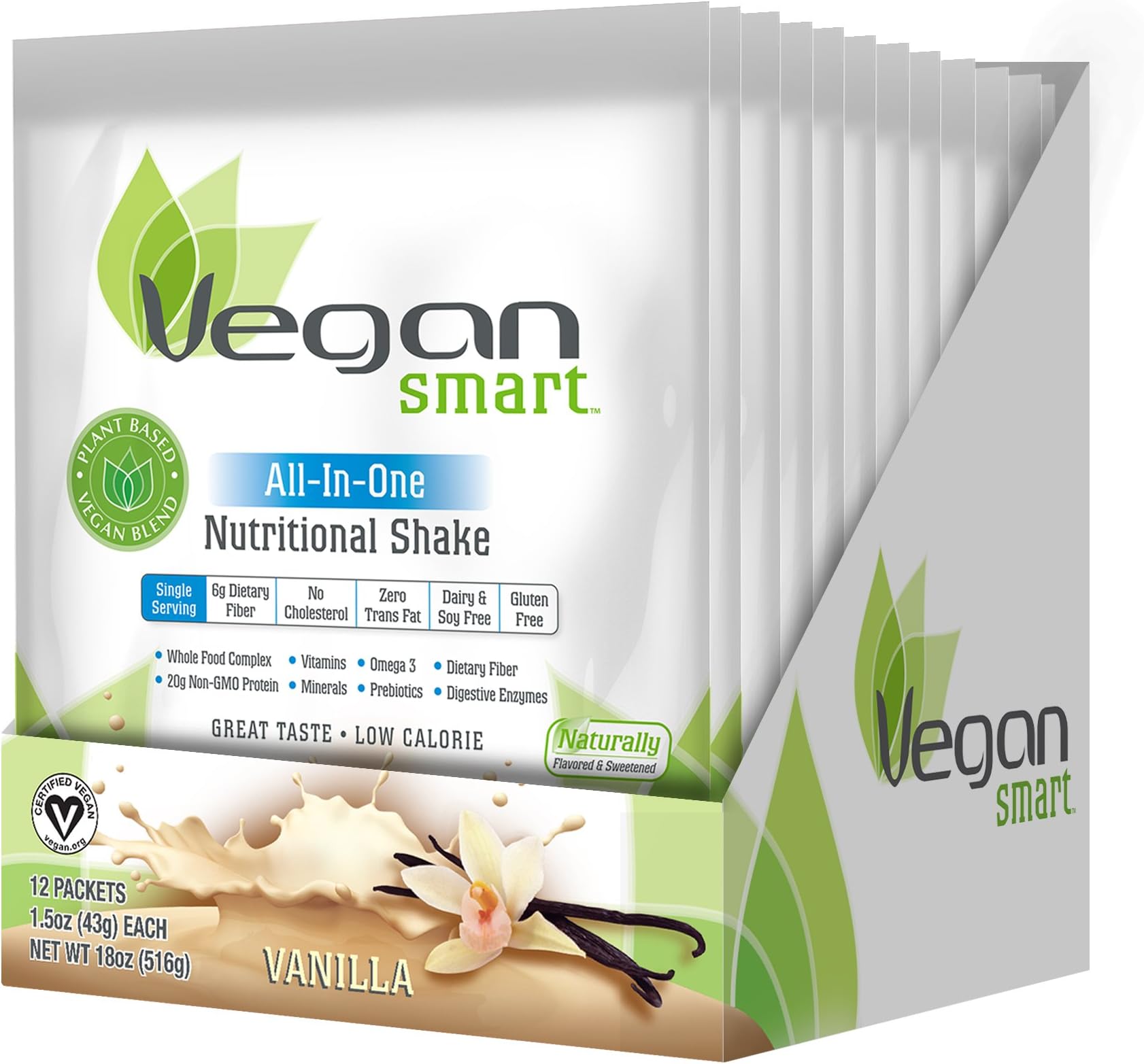 Naturade VeganSmart Plant Based All-in-One Nutritional Shake โ Vanilla Single Servings x 12