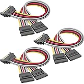 Cable Matters 3-Pack 15-Pin SATA Power Y-Splitter, 8 inches | 2-Way SATA Power Cable, for HDD, SSD, Optical Drives