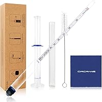 Circrane 0-200 Proof & Tralle Alcohol Hydrometer with Glass Test Jar Kit, Accurate Tester & Glass Cylinder for Liquor…