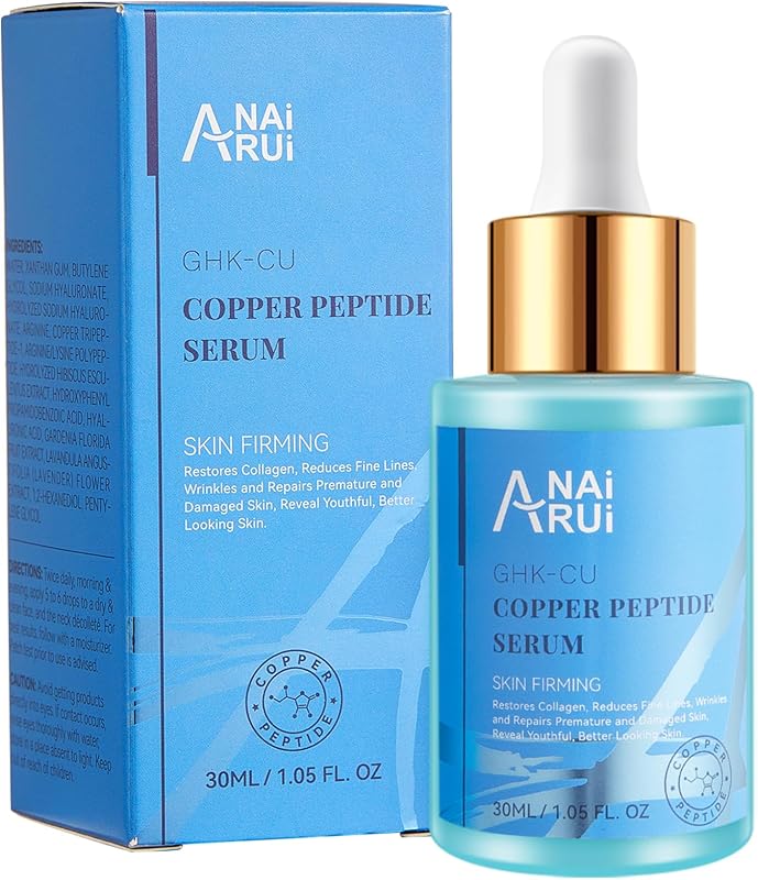 ANAiRUi Suero de Péptidos de Cobre para el Rostro - Suero Facial Antienvejecimiento GHK-Cu con Ácido Hialurónico, 30 ml