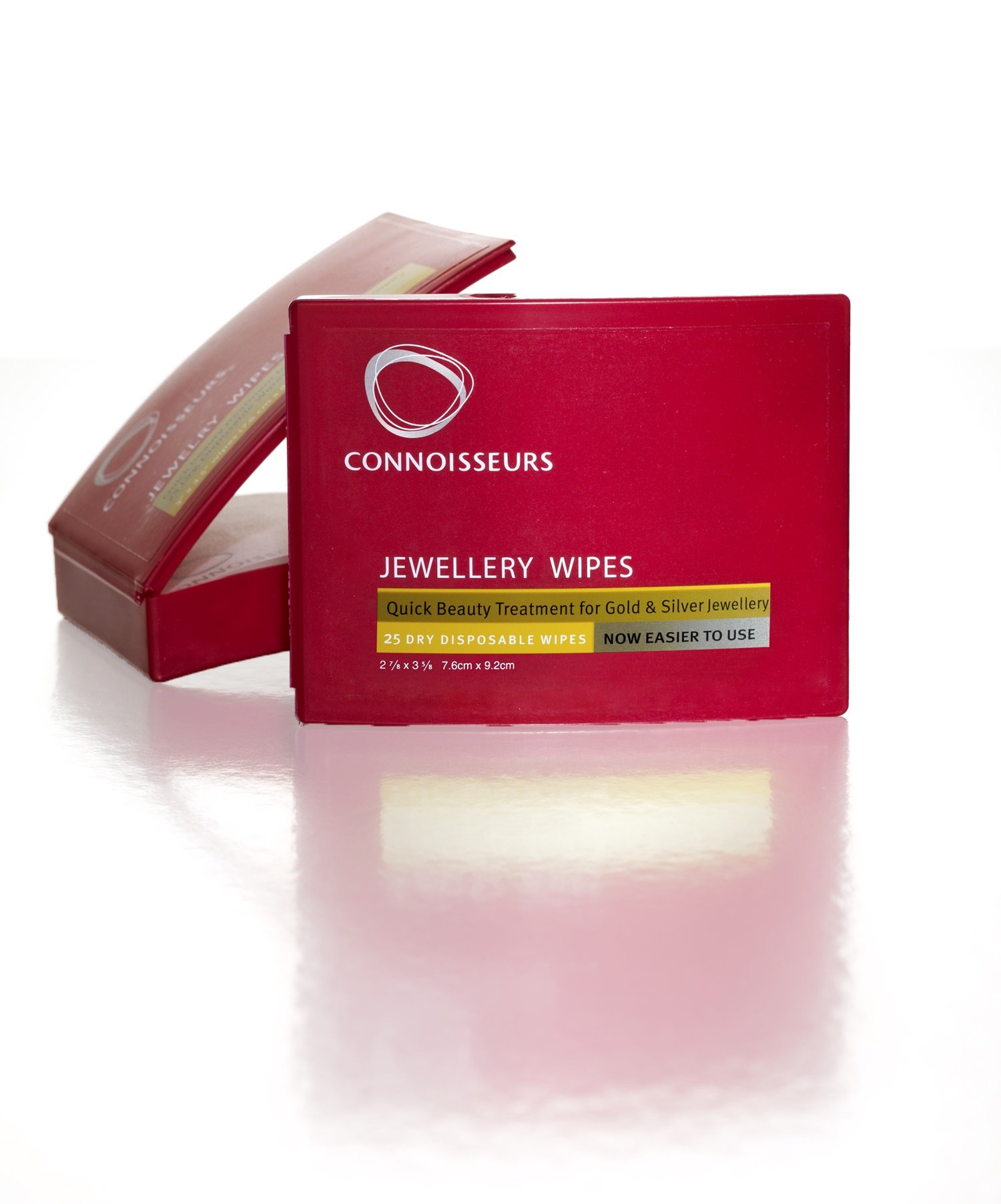 Connoisseurs Jewellery Wipes | 25 Jewellery Cleaning Wipes for Gold & Silver Jewelery | Anti-Tarnish Protective Shield | Dry, Disposable