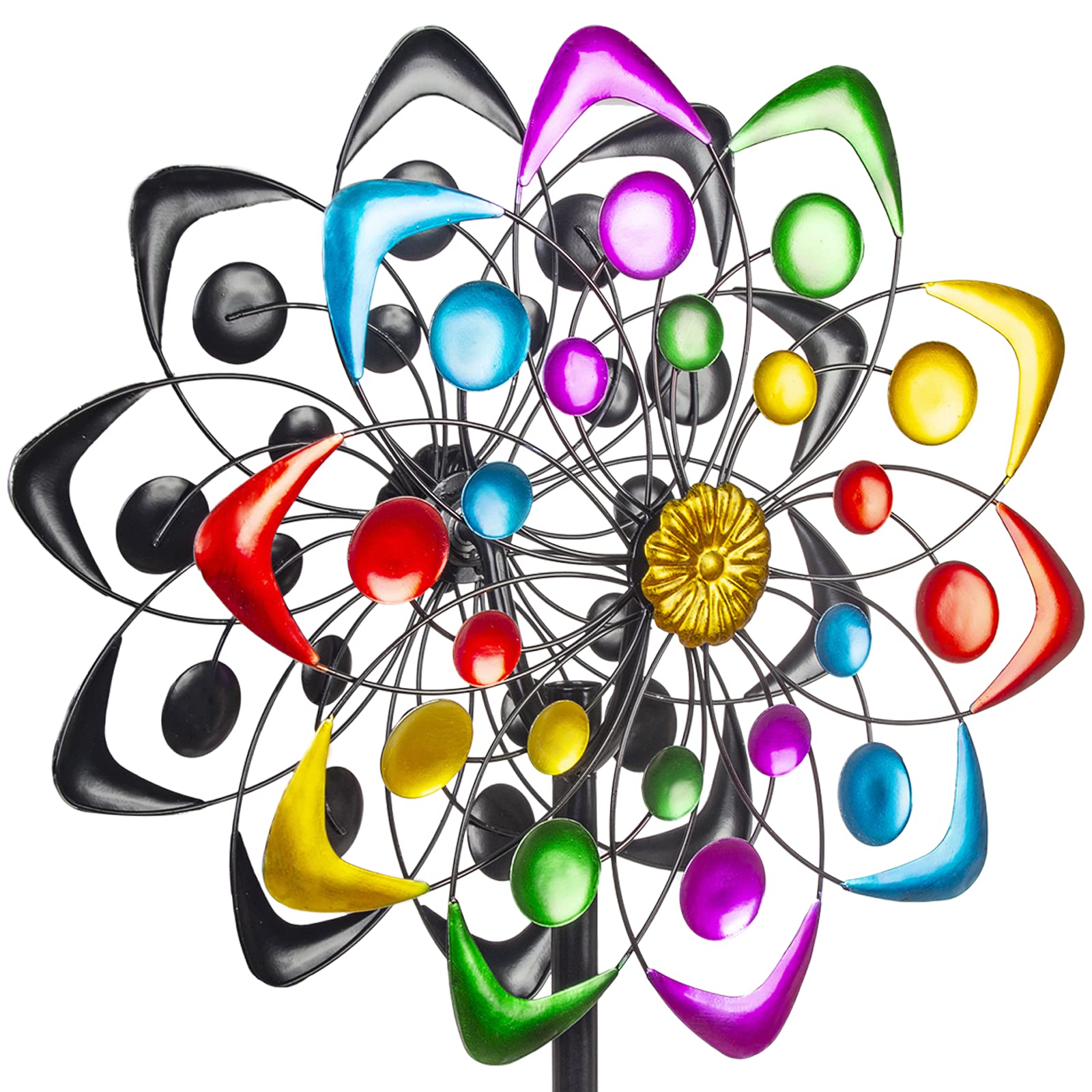 Photo 1 of Viveta Kinetic Wind Spinner, 59 inch Outdoor Metal Windmills for Yard Garden, Double Wind Sculpture with Stable Stake, Multi-Color