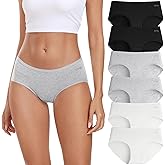 coskefy Womens Underwear Cotton Hipster Panties Low Rise Breathable Ladies Bikini Undies 6 Packs