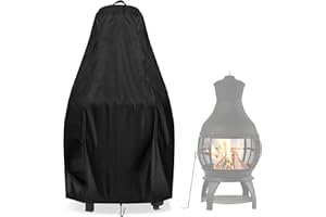 Aidetech Chiminea Cover for BALI OUTDOORS, Waterproof Outdoor Fireplace Fire Pit Cover- 25”D x 50”H, Black