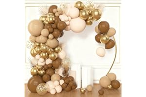 YQWIN 149Pcs Brown Balloon Garland Arch Kit Teddy Bear Party Decorations Teddy Bear Balloon Garland Brown Ivory White Metalli