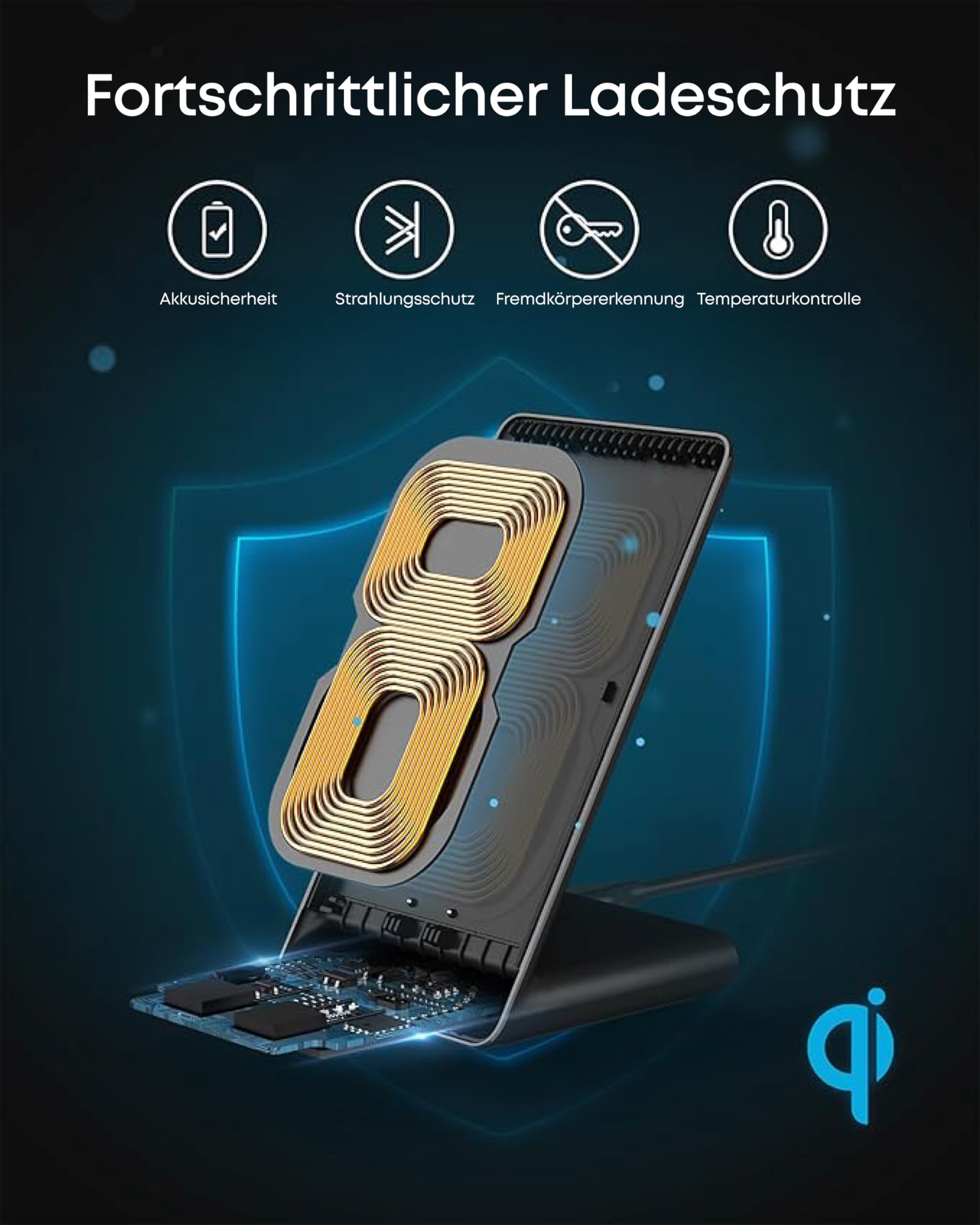 Anker 313 Induktive Ladestation, Qi-Zertifiziert, Für iPhone 17/17 Pro/17 Pro Max/16/15/14/13, 10W Schnellladen für Galaxy S24 S23 S22 (Ohne Netzteil) 5