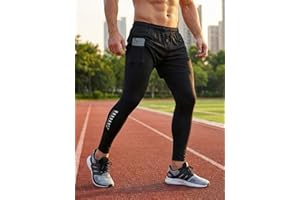 Men’s Compression Pants Quick Dry Athletic Leggings with Pockets for Running Yoga Gym
