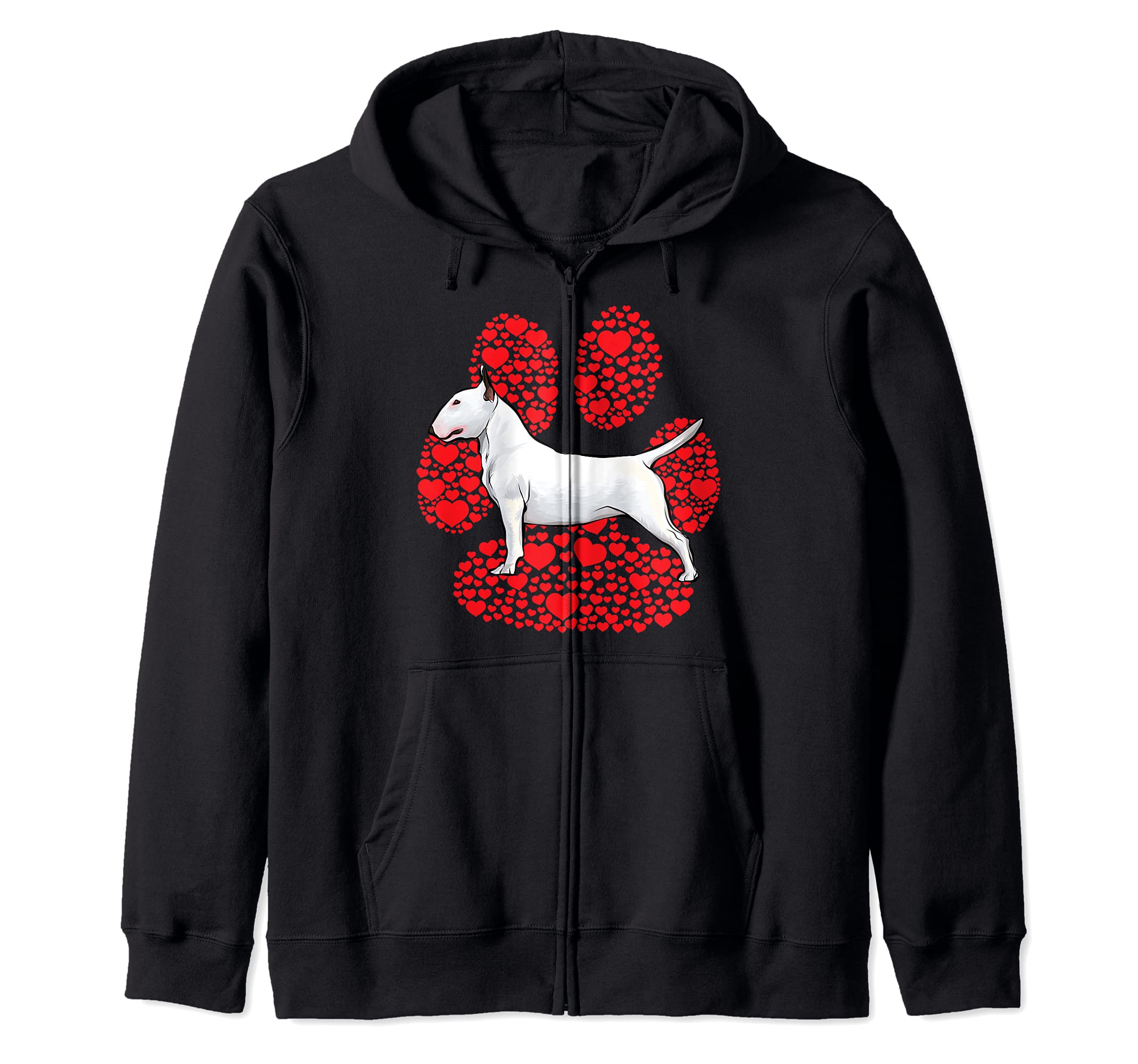 Bull Terrier Valentines Day Dog Love Paw Zip Hoodie
