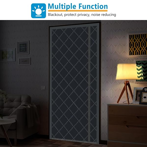 MAGNETIC THERMAL INSULATED DOOR CURTAIN, 28 X 80 INCH WINTER DOOR COVER CURTAIN SIZE 32 X 82 WATERPROOF THICK INSULATION BLANKET, SIDE OPENING, GRAY