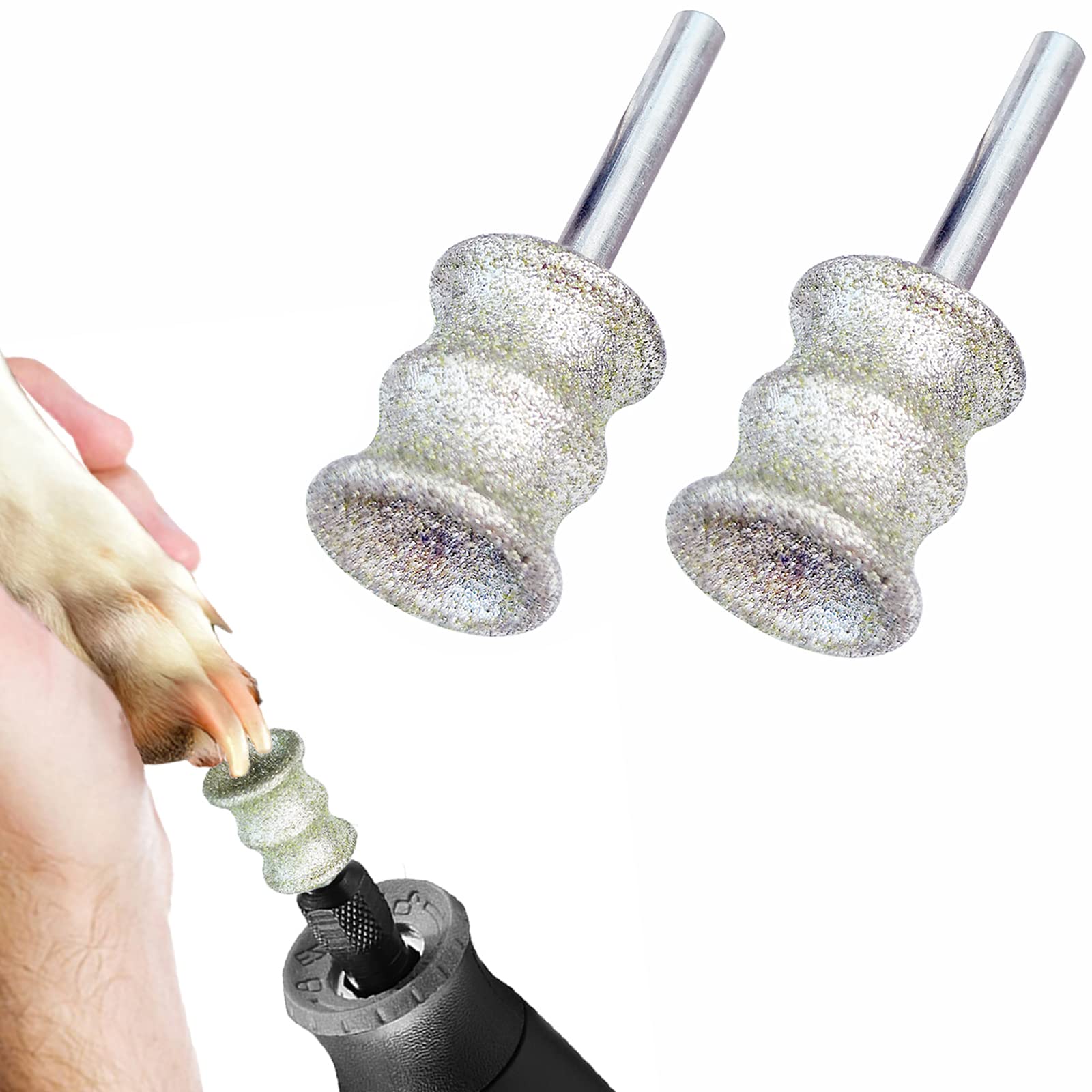 OVATAVO Dog Nail Grinder and Trimmer - Dog Nail Grooming Tool for Dremel - 1/8" Pet Nail Grinder Attachment for Dogs Cats and Small Animals (2L)