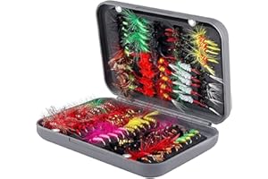 Fly Fishing Flies Kit, Dry Wet Fishing Flies 40/50/100pcs Handmade Fly Fishing Lures Assortment Kit Floating Baits for Bass S