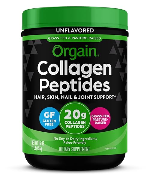 ORGAIN HYDROLYZED COLLAGEN PEPTIDES POWDER FOR WOMEN & MEN, 20G GRASS FED COLLAGEN, UNFLAVORED – HAIR, SKIN, NAIL, & JOINT SUPPORT SUPPLEMENT, PALEO & KETO, NON-GMO, TYPE I AND III, 1LB