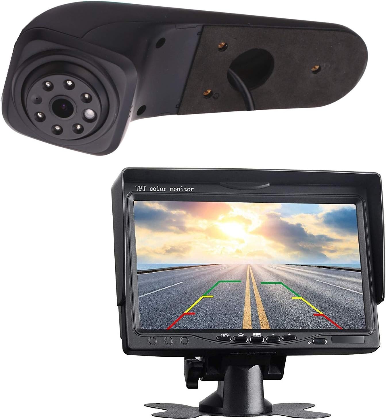 HD 720p Rear Backup Parking Camera With 7.0 Inch LCD Monitor Kits,3rd Brake Light Replacement Camera for Cra-fter Transporter 2017-2018