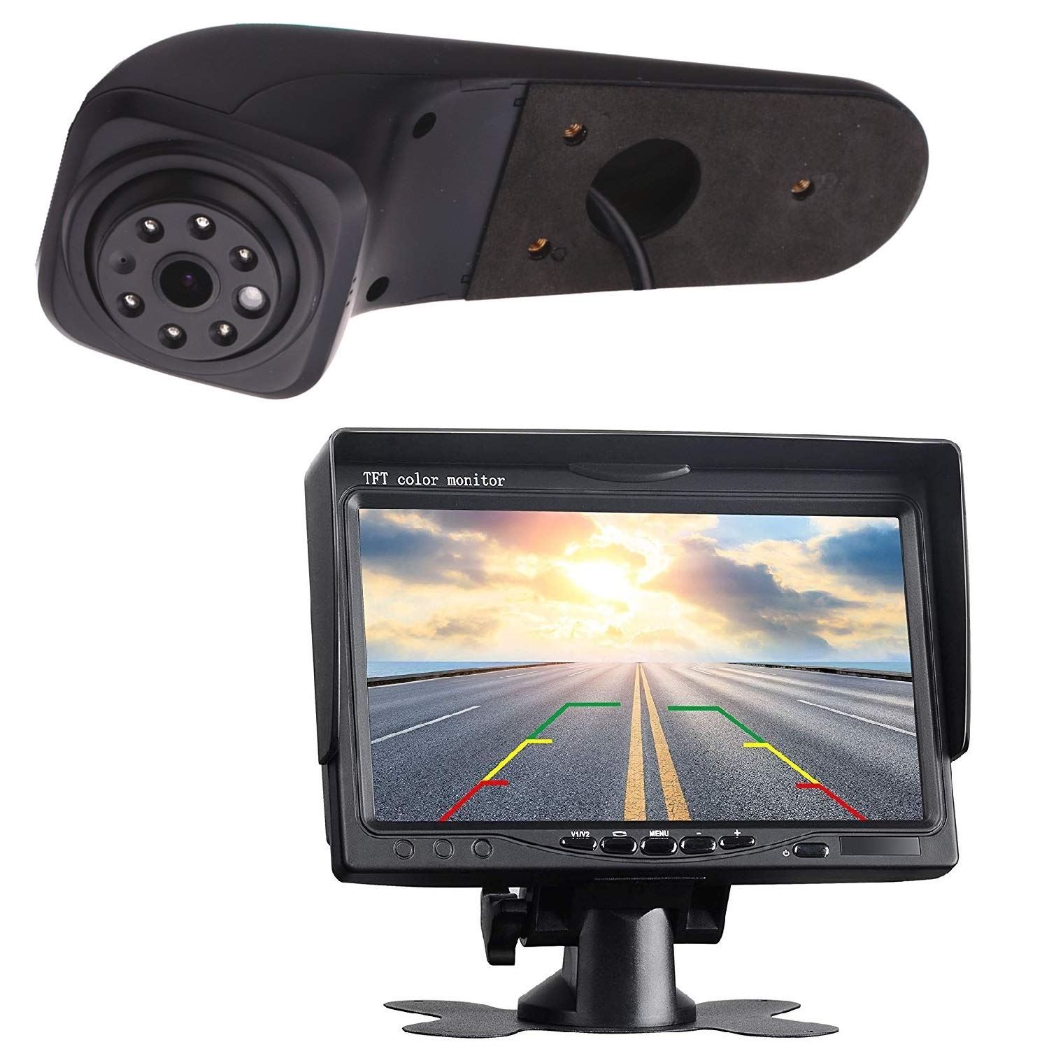 HD 720p Rear Backup Parking Camera With 7.0 Inch LCD Monitor Kits,3rd Brake Light Replacement Camera for Cra-fter Transporter 2017-2018