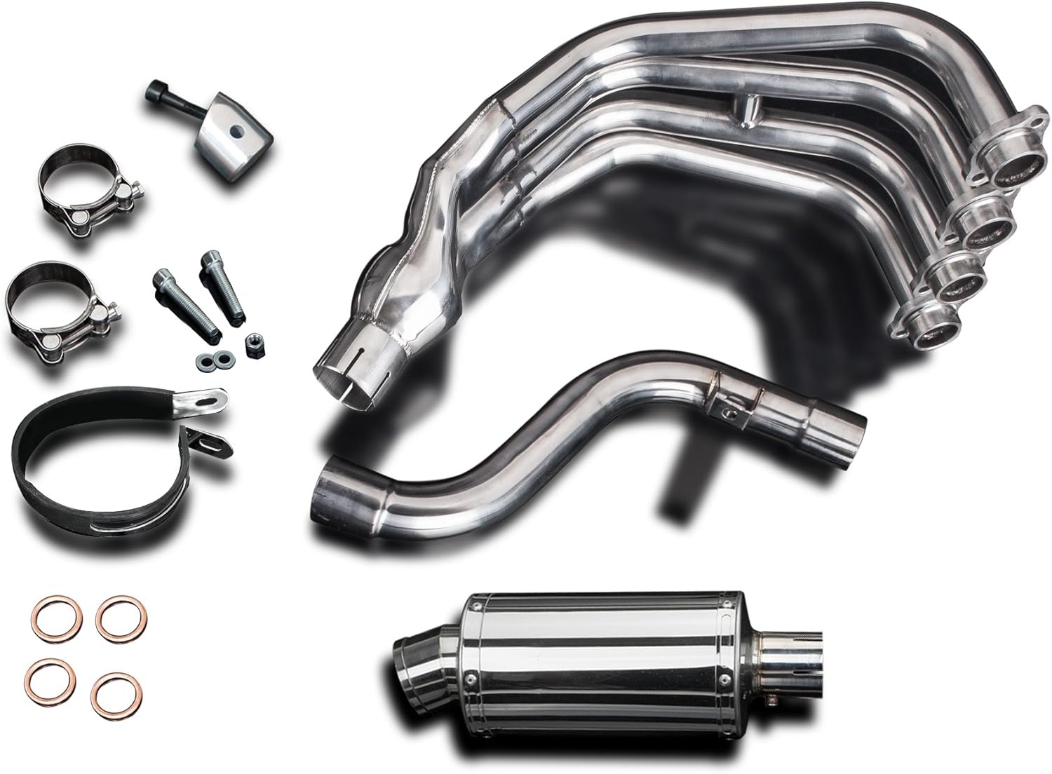 Amazon Com Delkevic Full 4 1 Exhaust Compatible With Yamaha Fz6r Ss70 9 Stainless Steel Oval Muffler 09 17 Automotive